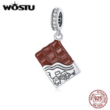 925 Silver Chocolate Love Charm CZ Bead Pendant