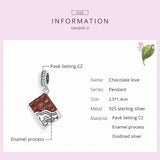 925 Silver Chocolate Love Charm CZ Bead Pendant