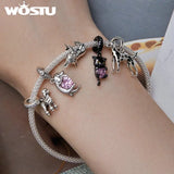 925 Silver Dalmatian Bead Charm for Women Bracelet Necklace