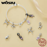 925 Silver Dalmatian Bead Charm for Women Bracelet Necklace