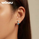 925 Silver Turquoise Ear Clips U Earrings Hoop Women Wedding Jewelry