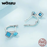 925 Silver Turquoise Ear Clips U Earrings Hoop Women Wedding Jewelry