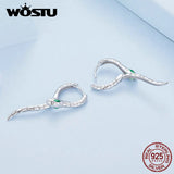 925 Silver Snake Ear Clips Green Zircon Eye Ear Hoop