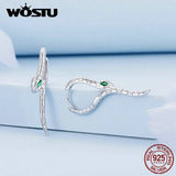 925 Silver Snake Ear Clips Green Zircon Eye Ear Hoop