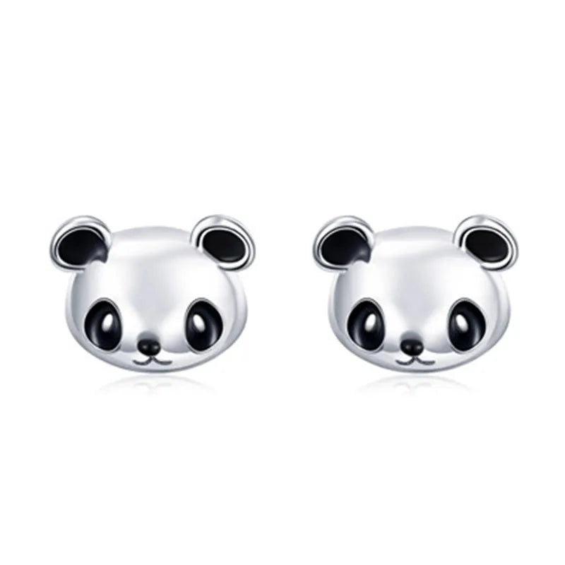 925 Sterling Silver Panda Stud Earrings for Women Jewelry