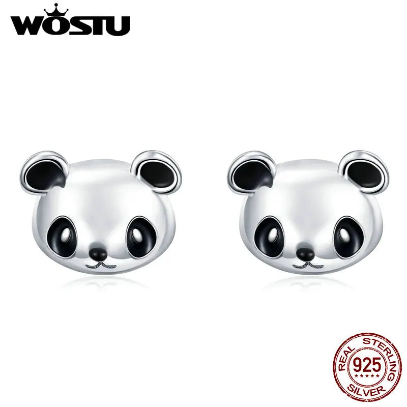 925 Sterling Silver Panda Stud Earrings For Women Jewelry Gift
