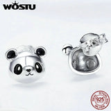 925 Sterling Silver Panda Stud Earrings For Women Jewelry Gift