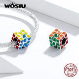 925 Sterling Silver Colorful Cube Charm Enamel Bead Pendant