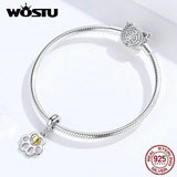Paw Dog Footprint Dangle Charms 925 Sterling Silver Bead Fit Bracelet Pendant
