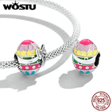 925 Sterling Silver Rabbit Easter Egg Basket Charms Bracelet Bead
