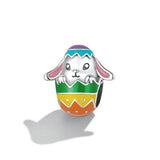 925 Sterling Silver Rabbit Easter Egg Basket Charms Bracelet Bead
