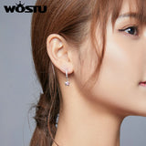 925 Silver Pink Star Hoop Earrings with Zircon for Women