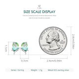 925 Sterling Silver Green Yellow Poker Stud Earrings For Women