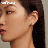 925 Sterling Silver Green Yellow Poker Stud Earrings For Women