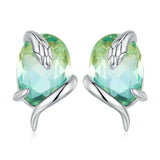 925 Sterling Silver Green Yellow Poker Stud Earrings For Women