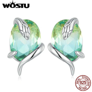 925 Sterling Silver Green Yellow Poker Stud Earrings For Women