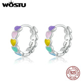925 Silver Rainbow Enamel Stud Earrings European Jewelry
