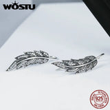 925 Silver Feather Wings Long Drop Earrings Women Jewelry