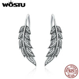 925 Silver Feather Wings Long Drop Earrings Women Jewelry