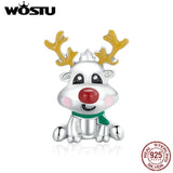 925 Silver Reindeer Metal Beads Charm for Bracelet Bangle