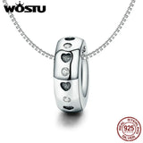 925 Sterling Silver Heart & Clear CZ Spacer Bead for Charm Bracelet