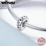 925 Sterling Silver Heart & Clear CZ Spacer Bead for Charm Bracelet