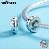 925 Sterling Silver Heart & Clear CZ Spacer Bead for Charm Bracelet