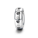 925 Sterling Silver Heart & Clear CZ Spacer Bead for Charm Bracelet
