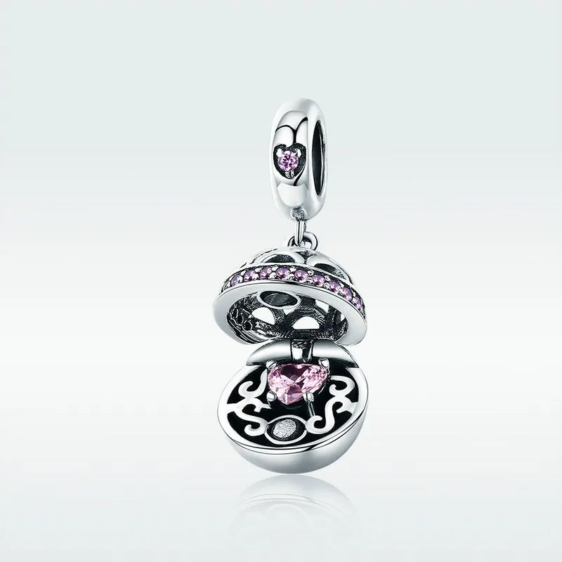 925 Silver Love Box Dangle Beads Charm Jewelry Making Gift