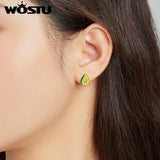 925 Silver Ace Oil Fruit Stud Earrings Enamel Jewelry