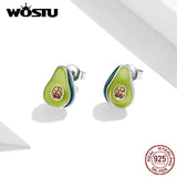 925 Silver Ace Oil Fruit Stud Earrings Enamel Jewelry