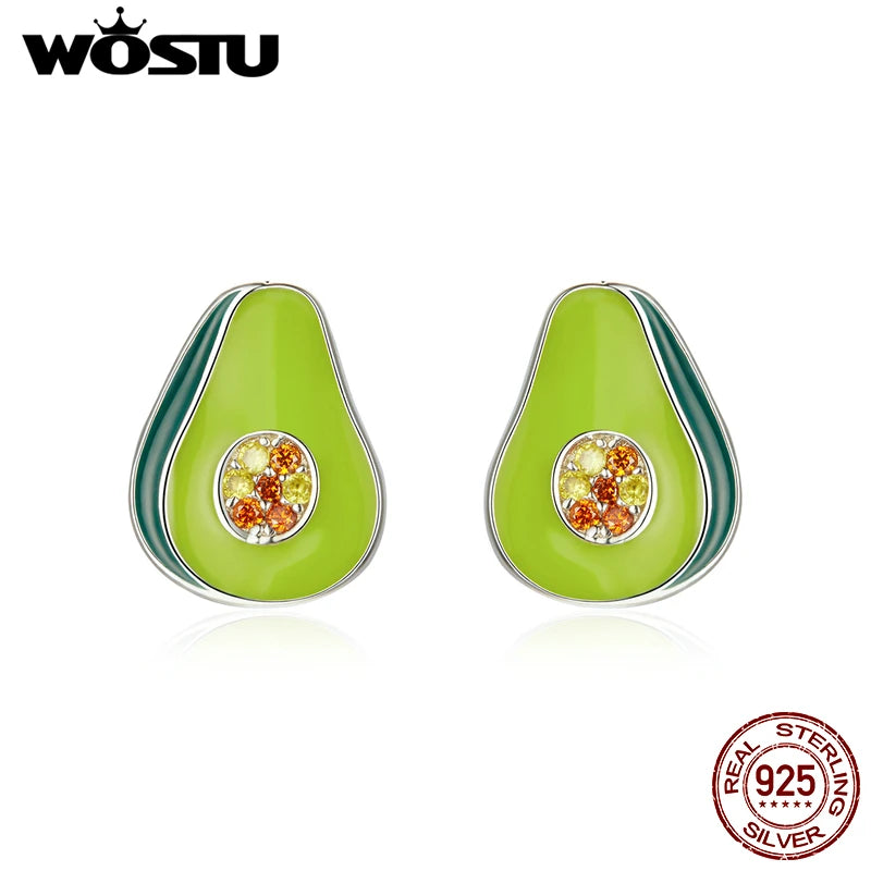 925 Silver Ace Oil Fruit Stud Earrings Enamel Jewelry
