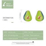 925 Silver Ace Oil Fruit Stud Earrings Enamel Jewelry