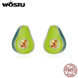 925 Silver Ace Oil Fruit Stud Earrings Enamel Jewelry