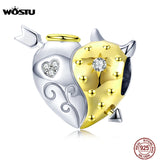 925 Silver Angel & Devil Heart Charm Pendant for Bracelet Bangles