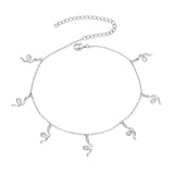 925 Sterling Silver Snake Charms Anklet Leg Bracelet Gift CTT005