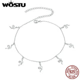 925 Sterling Silver Snake Charms Anklet Leg Bracelet Gift CTT005