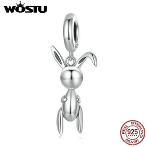 925 Sterling Silver Balloon Rabbit Charm Animal Bead DIY Jewelry Gift