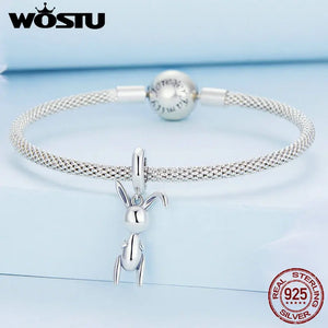 925 Sterling Silver Balloon Rabbit Charm Animal Bead DIY Jewelry Gift