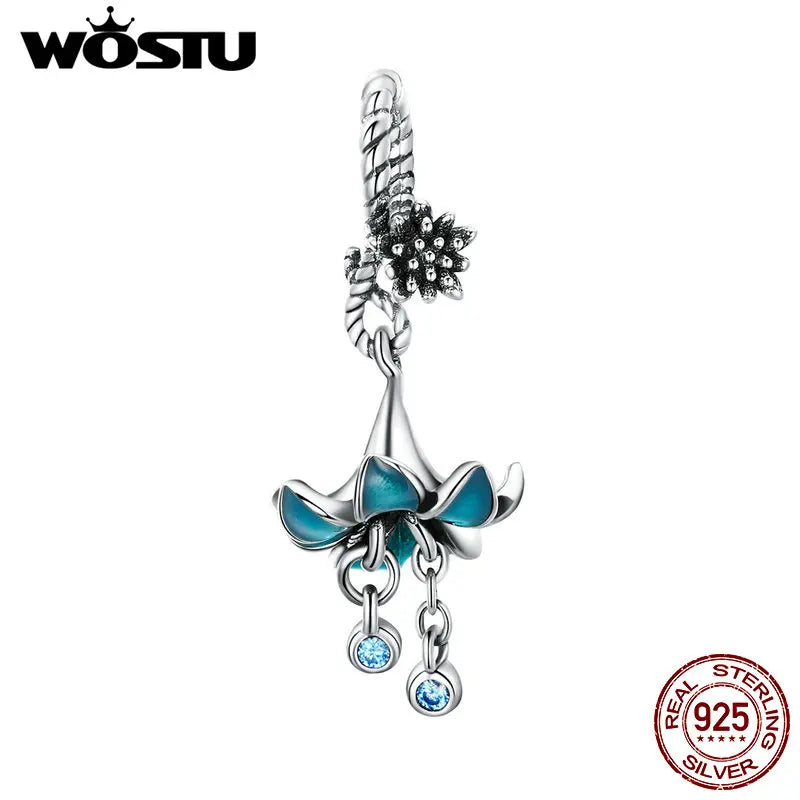 925 Silver Beads Pendant Colorful Flowers Charm DIY Bracelet Women Jewelry