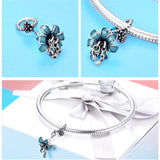 925 Silver Beads Pendant Colorful Flowers Charm DIY Bracelet Women Jewelry