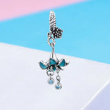 925 Silver Beads Pendant Colorful Flowers Charm DIY Bracelet Women Jewelry