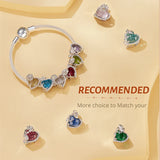 925 Silver Birthstone Crystal Heart Flower Charms for Birthday Gift