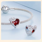 925 Silver Birthstone Crystal Heart Flower Charms for Birthday Gift