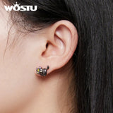 Sterling Silver Cat Stud Earrings Moon Kitten Earring Studs