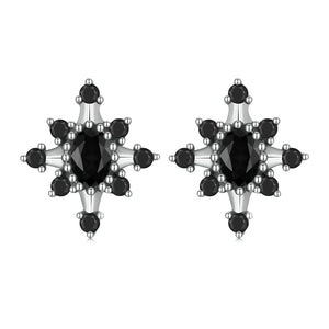 925 Silver CZ Star Stud Earrings European Gothic Ear Studs Wedding Jewelry