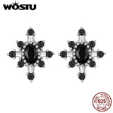925 Silver CZ Star Stud Earrings European Gothic Ear Studs Wedding Jewelry