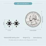 925 Silver CZ Star Stud Earrings European Gothic Ear Studs Wedding Jewelry