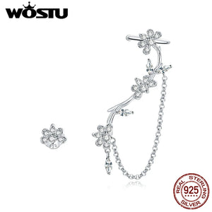 925 Silver Blossoming Flowers Stud Earrings For Women CTE476