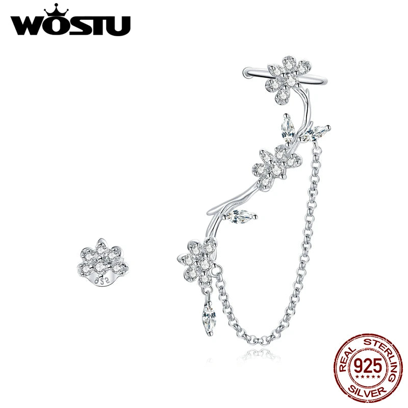 925 Silver Blossoming Flowers Stud Earrings For Women CTE476